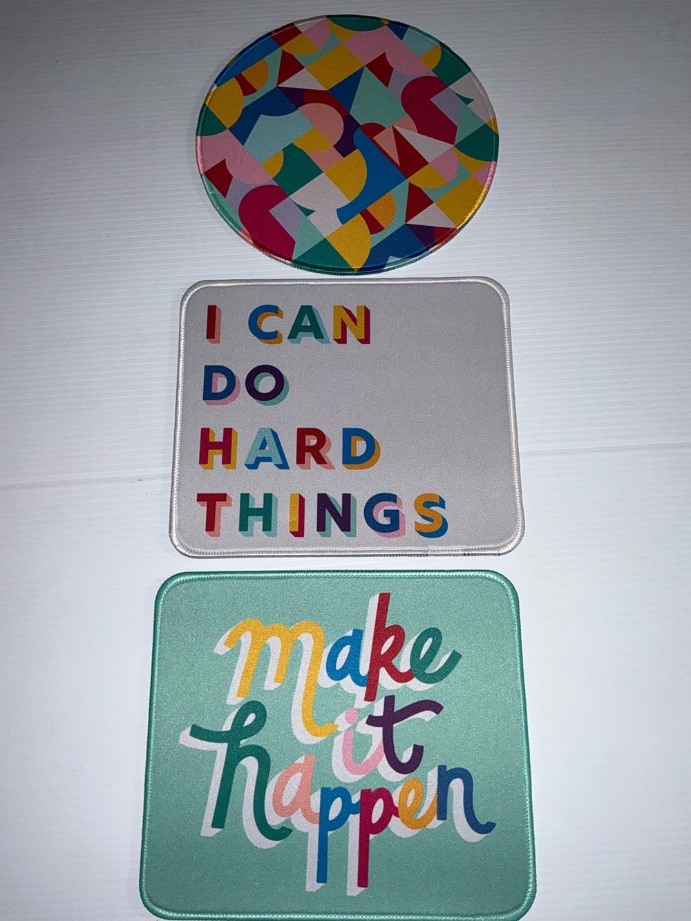 3 Matching Colorful Multicolor Art Geometric Mouse Pads